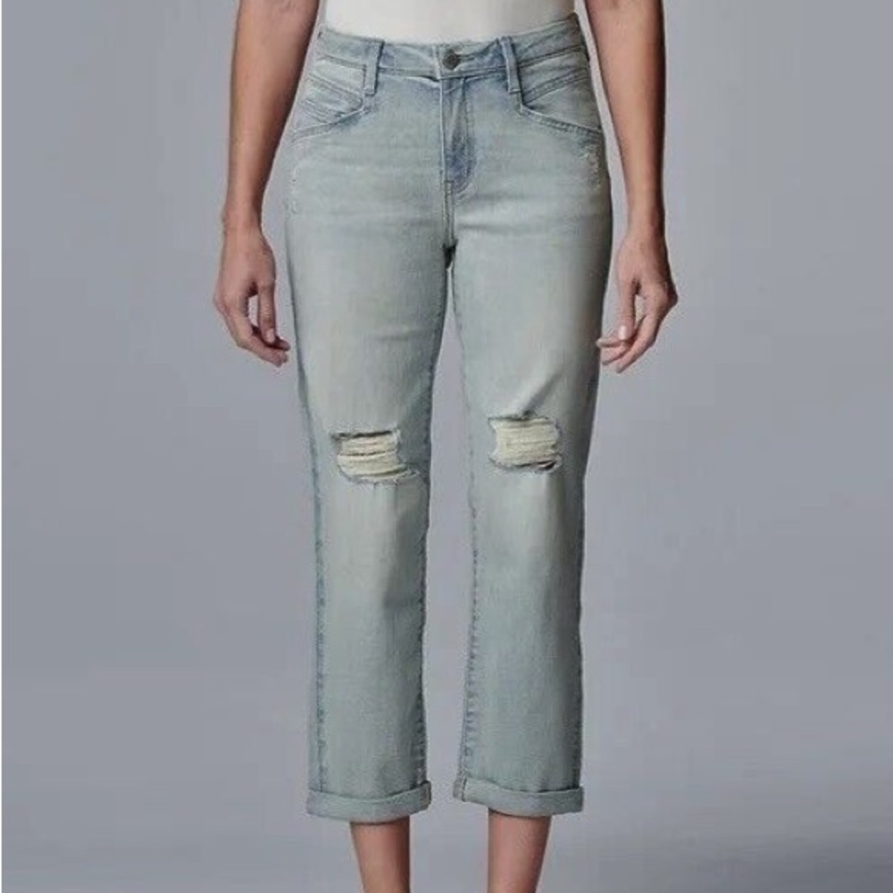 Simply Vera Wang Light Wash Boyfriend Crop Denim Jeans 0(26W)